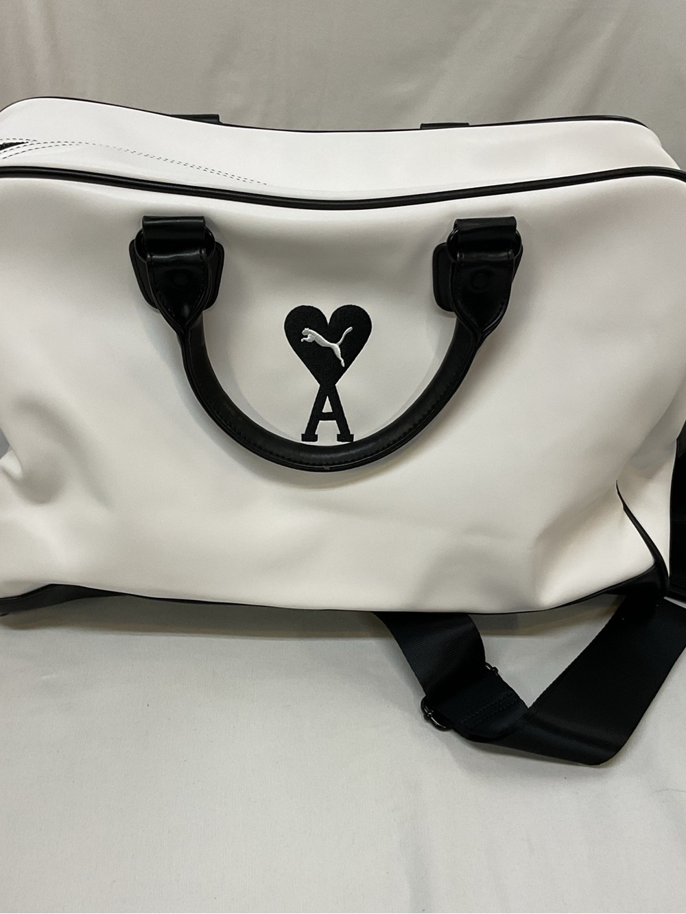 Puma/AMI Collab, White Duffle Bag with‎ Stitched Puma/A